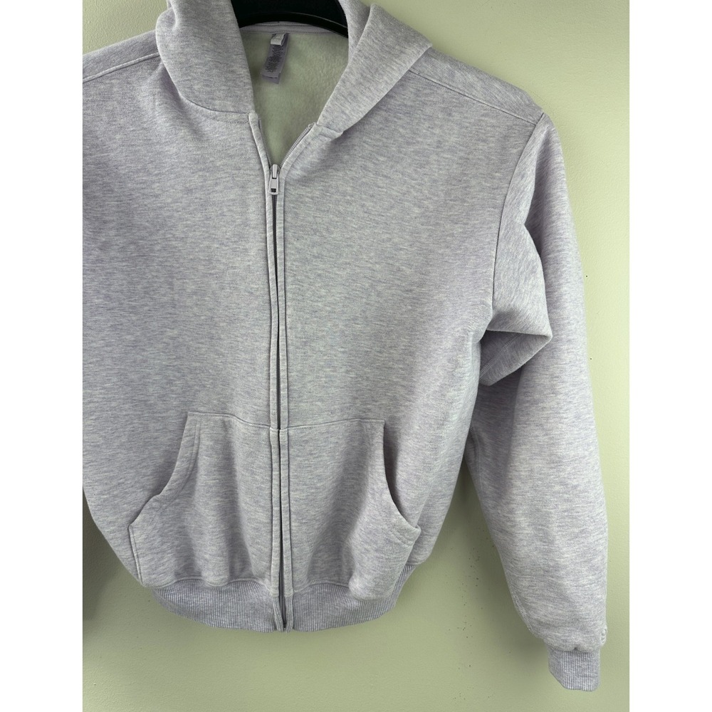 SKIMS Limited Edition Cotton Fleece Cropped Full Zip Up Hoodie Purple Heather M - Picture 7 of 16